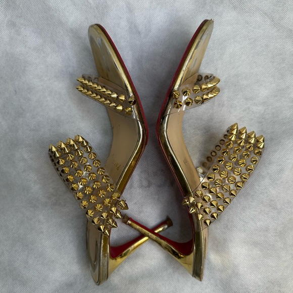 Christian Louboutin PVC Gold Spiked Heels Pumps (Authentic, Rare) 39 - Picture 15 of 15